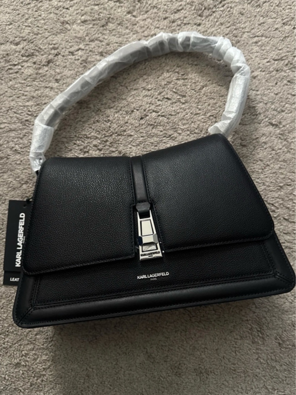 Karl Lagerfeld Paris Mercerie Shoulder Bag Black NWT LH4HA3DN